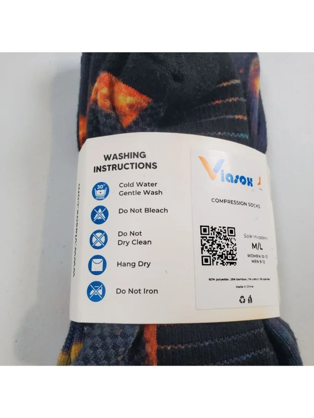 Viasox Easy Stretch Compression Socks Women Size M - L NWT Bamboo Sole Invader